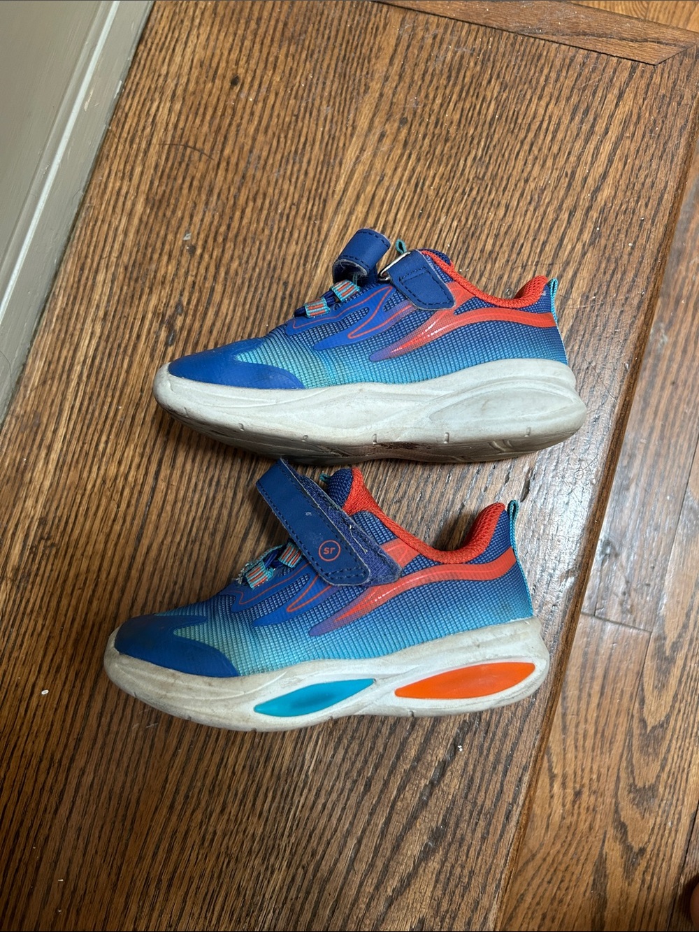 Stride Rite Kids Blue and orange Velcro Athletic light up Sneakers - Picture 3 of 6